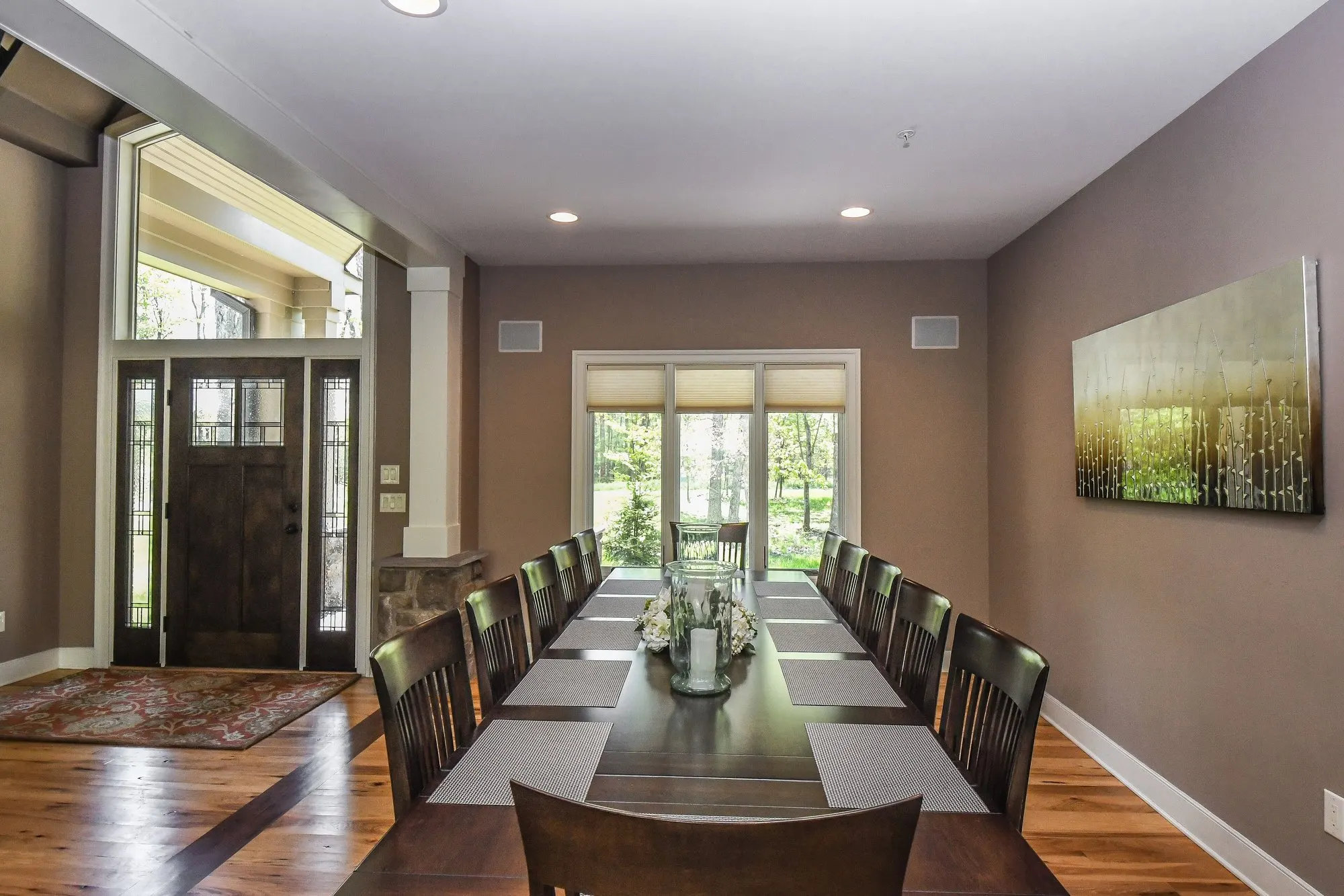 Long dining table with seating for the whole group