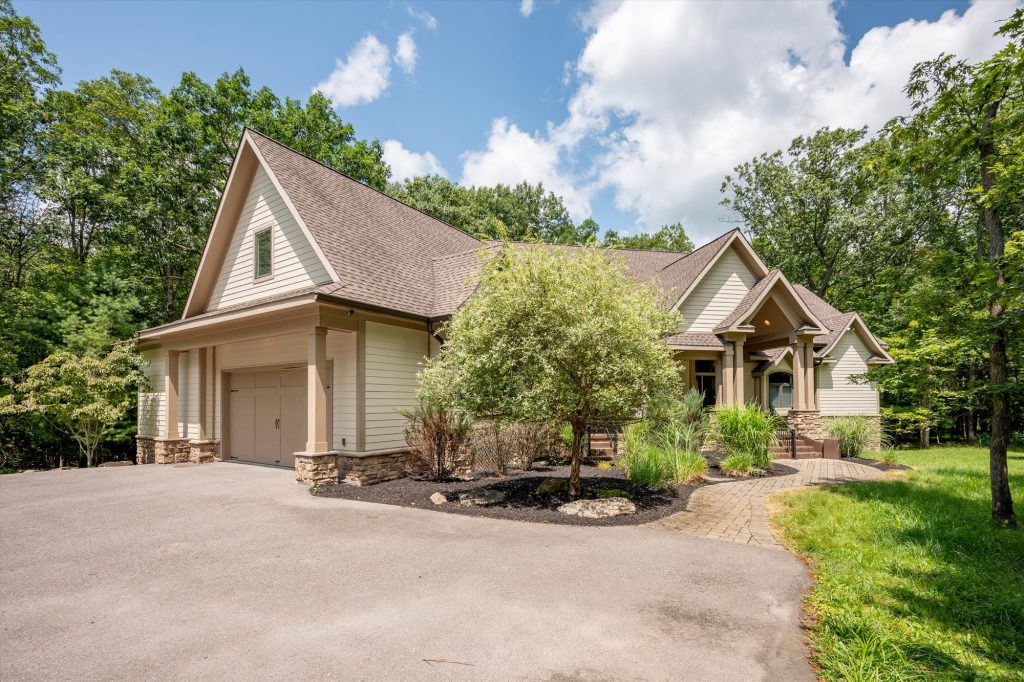 Woodland Chalet grounds and landscaping in serene mountain setting